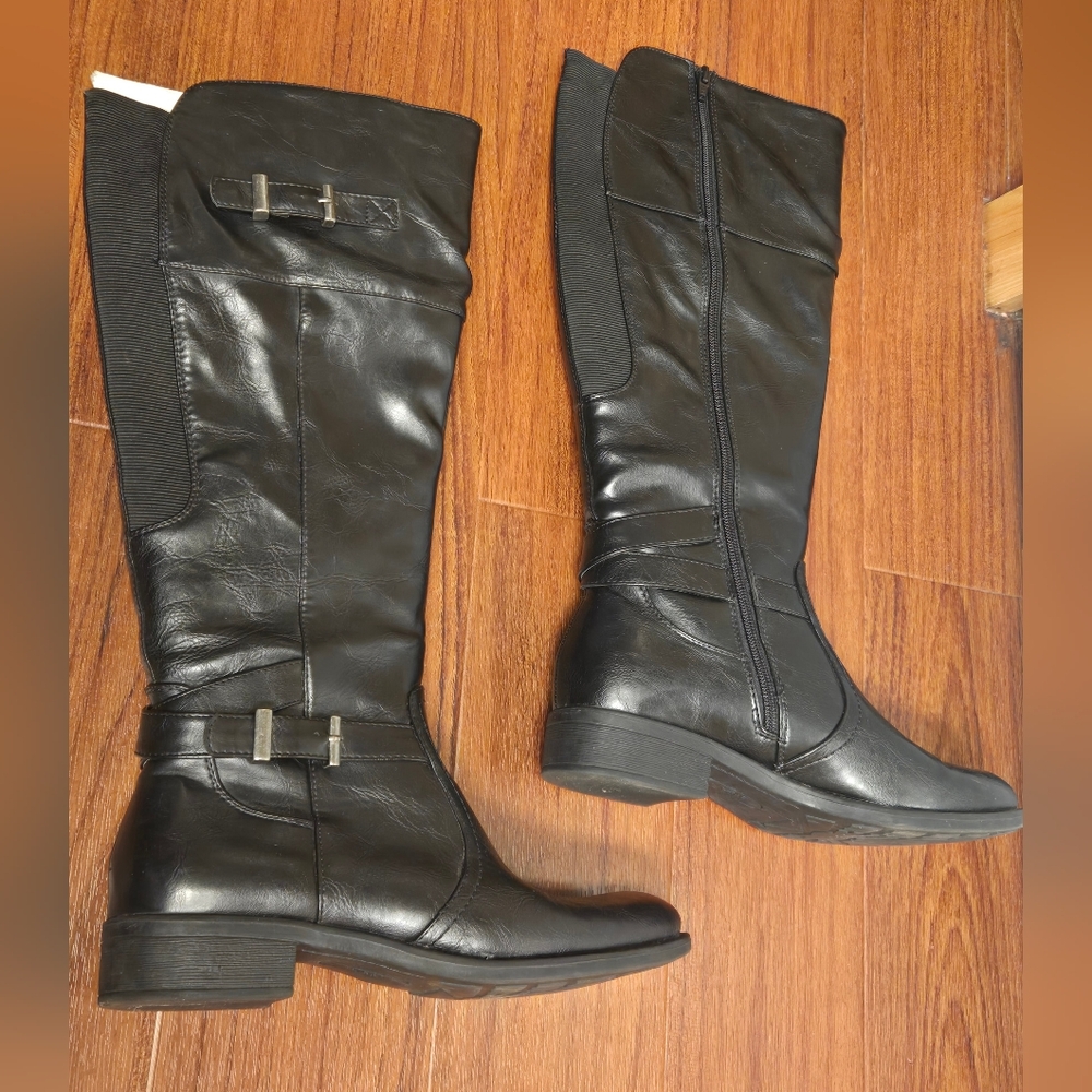 Roccio By Yuu Womens Knee High Wide Fit Black Riding Boots Size 8.5 - Picture 3 of 12
